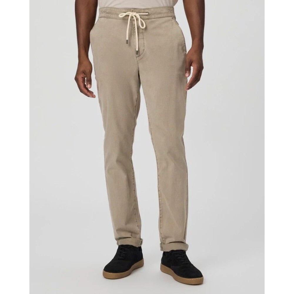 Paige Fraser Pants Mens 34x32 Beige Drawstring Elastic Waist Cuffed Lyocell